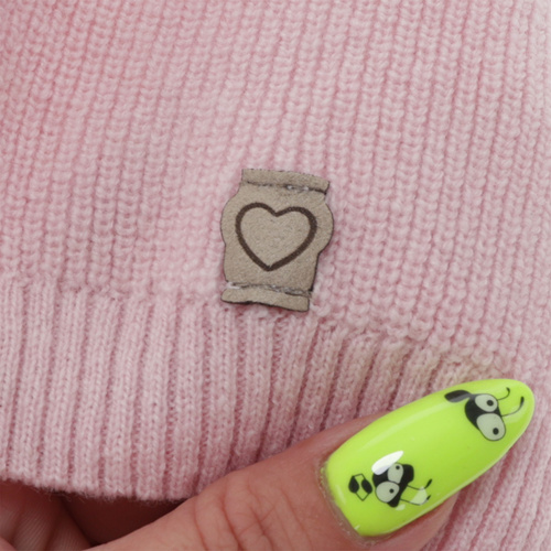 Meisjes herfst/lente muts, roze, met merinowol, met bindkoorden, Orida