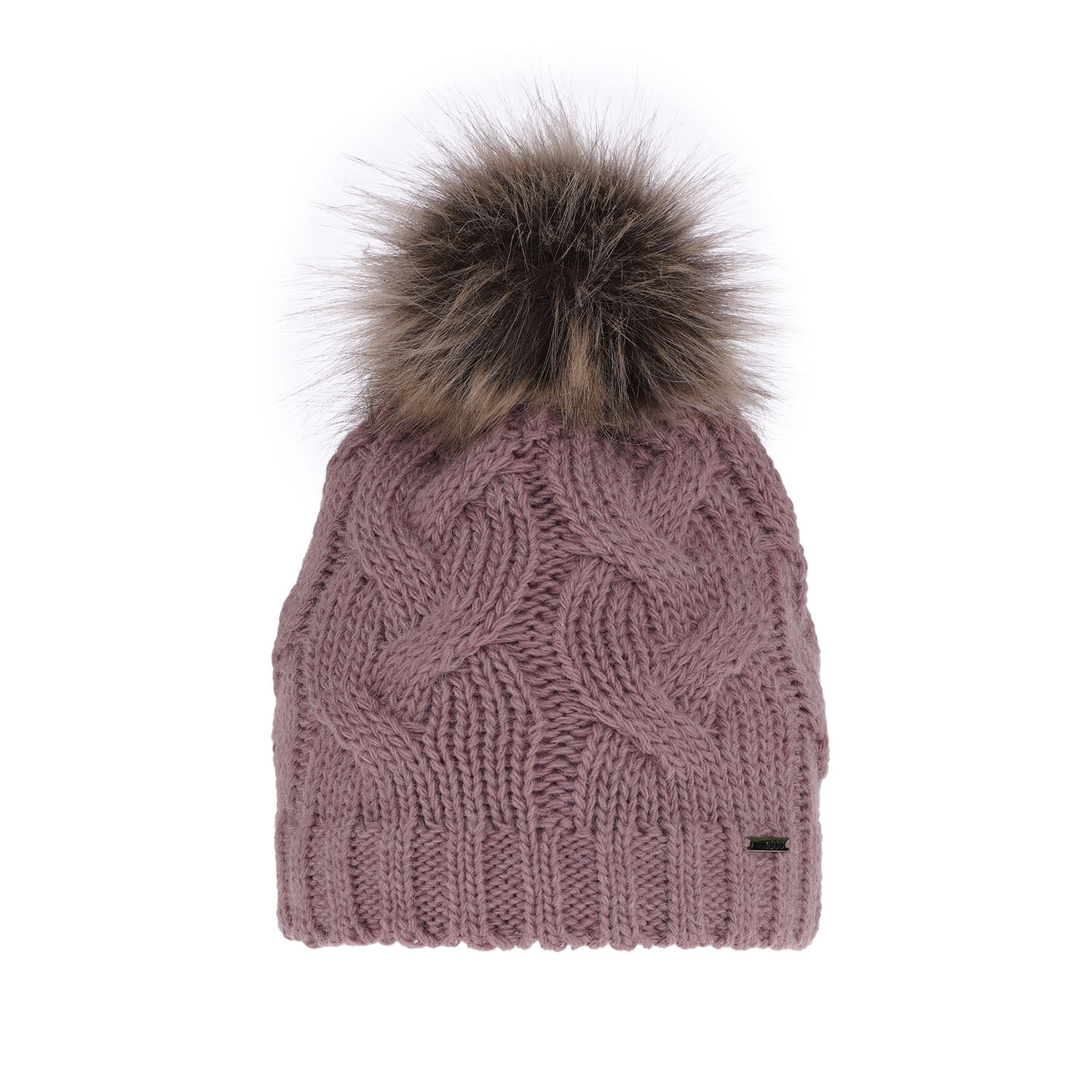Bonnet d'hiver femme, hiver, wrzosowy, avec pompon, Terri