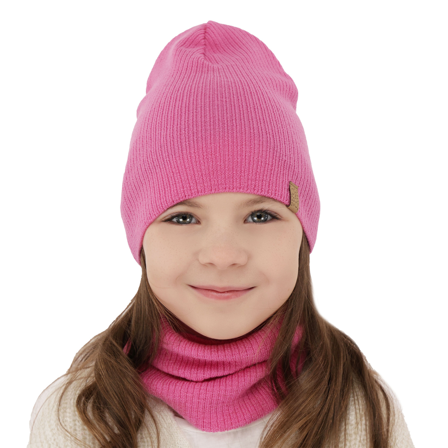 Ensemble automne/printemps fille: bonnet et snood, jasnobeżowy, avec laine mérinos, Ricona