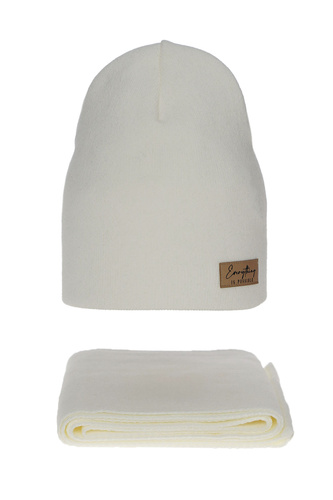 Dames herfst/lente set muts en sjaal, kremowy, Zula