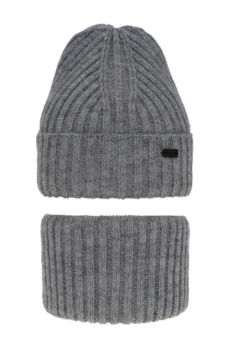 Jongens winter set muts en sjaal, grijs, Zeno