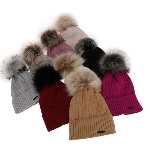 Bonnet d'hiver femme, crème, avec laine mérinos, Talaria