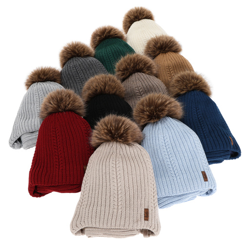 Ensemble d'hiver garçon: bonnet et snood, gris foncé, avec laine mérinos, avec liens, Zongo