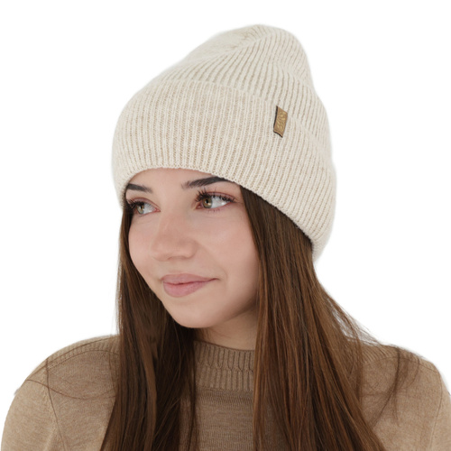 Dames wintermuts, beige, met merinowol, Tahoe