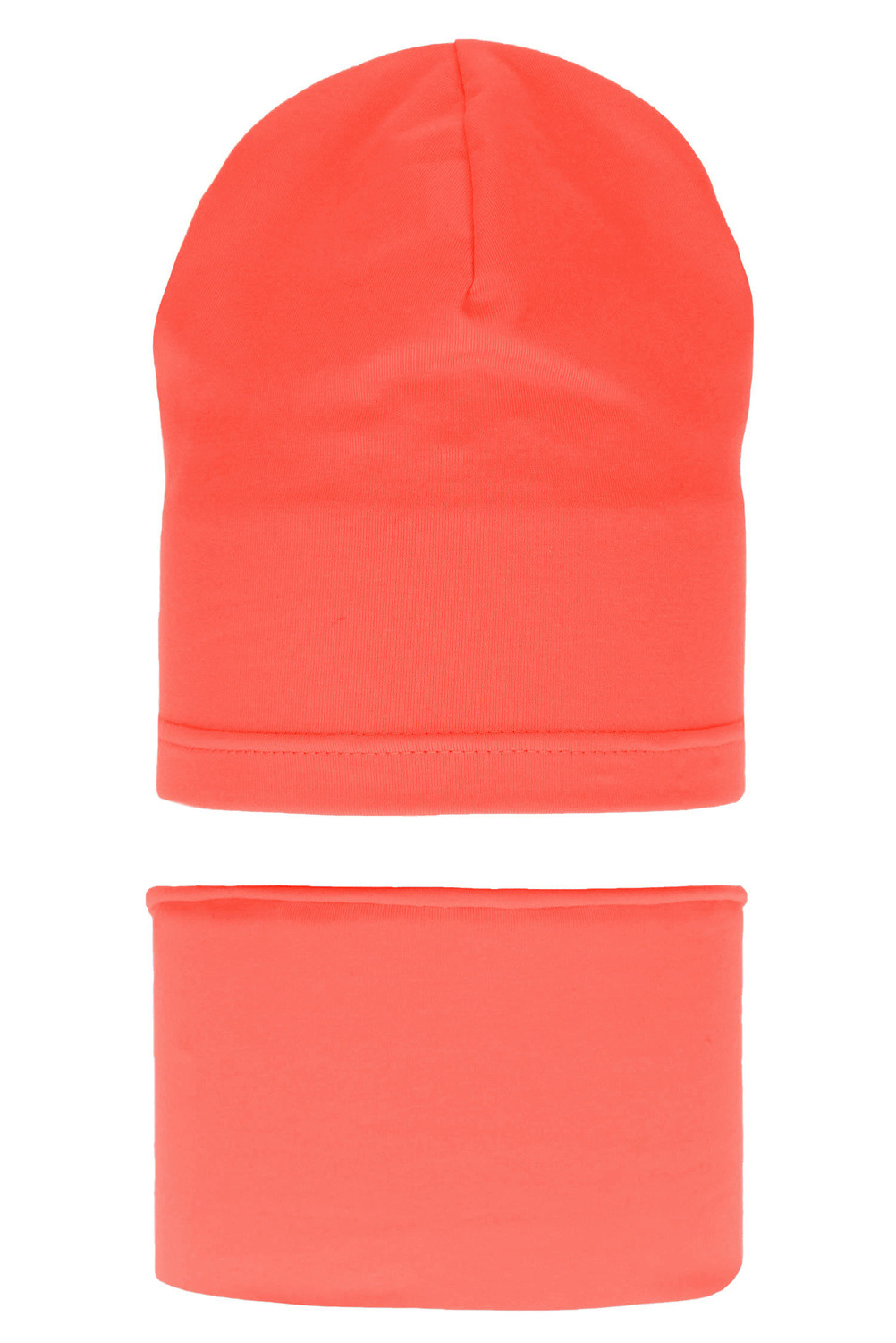 Meisjes herfst/lente set muts en buissjaal, koraal, katoenen, Hazelka