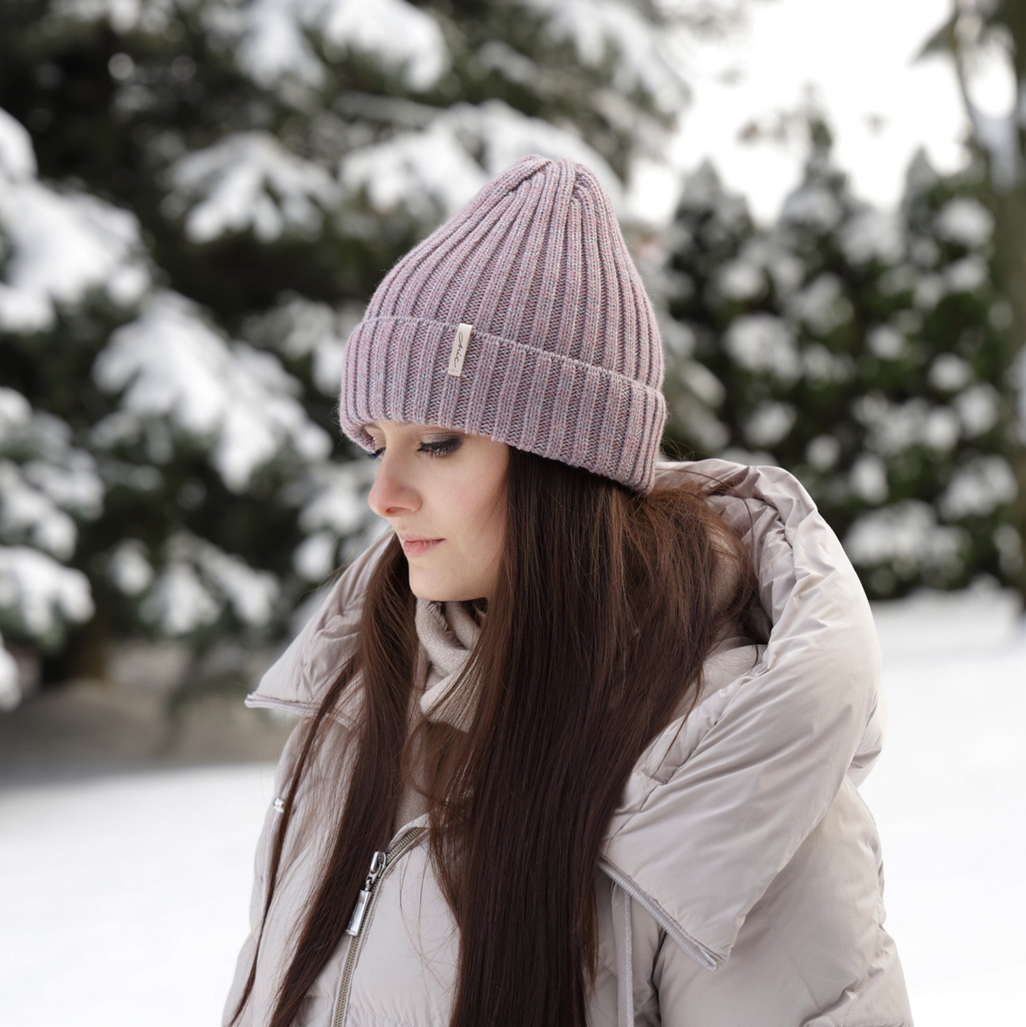 Bonnet d'hiver femme, rose, avec laine mérinos, Missi