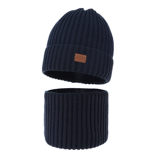 Ensemble d'hiver garçon: bonnet et snood, bleu marine, Fargo