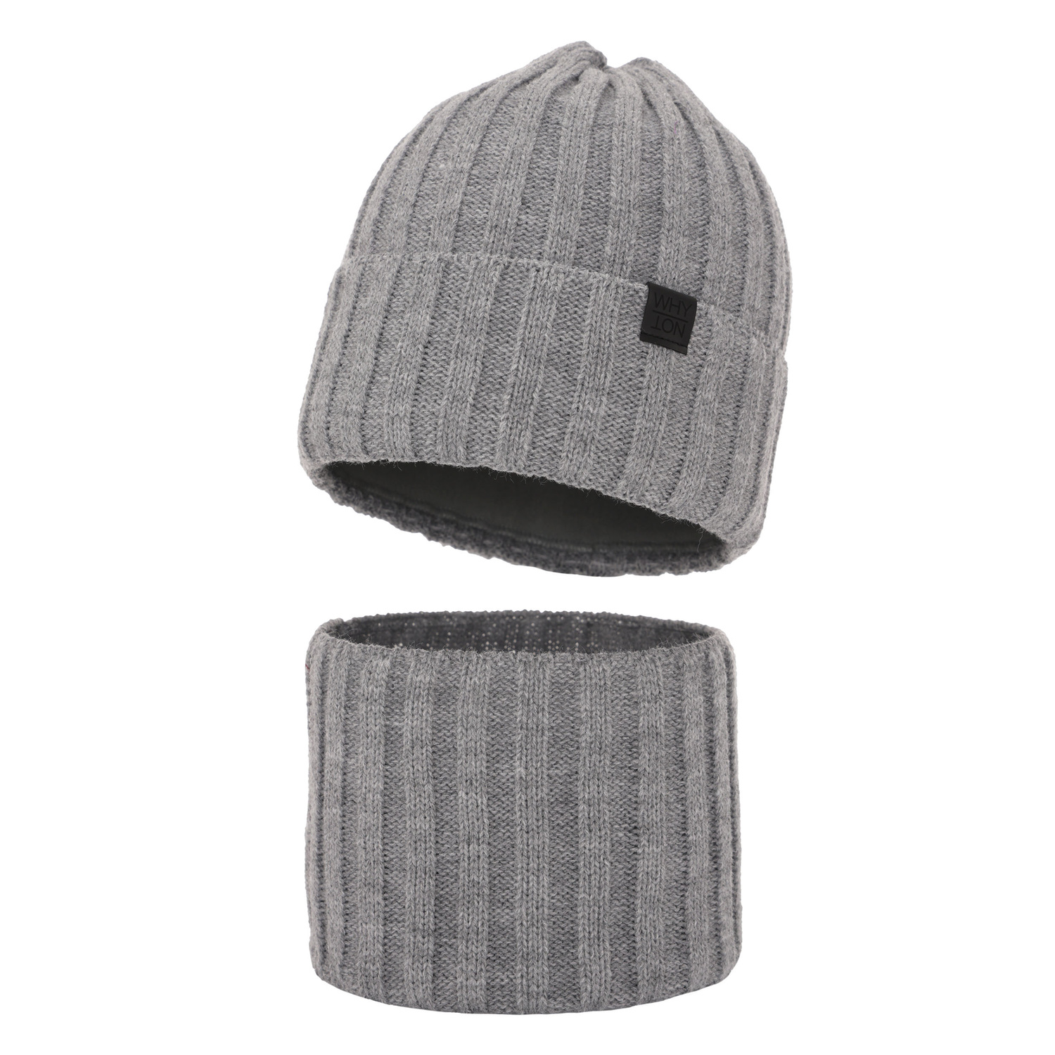 Ensemble d'hiver garçon: bonnet et snood, gris, Baster