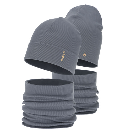 Jongens herfst/lente set (muts en buissjaal), katoenen, grijs, Desider