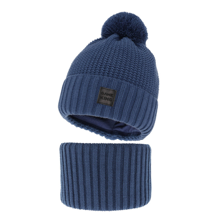 Ensemble d'hiver garçon: bonnet et snood, bleu, Conan
