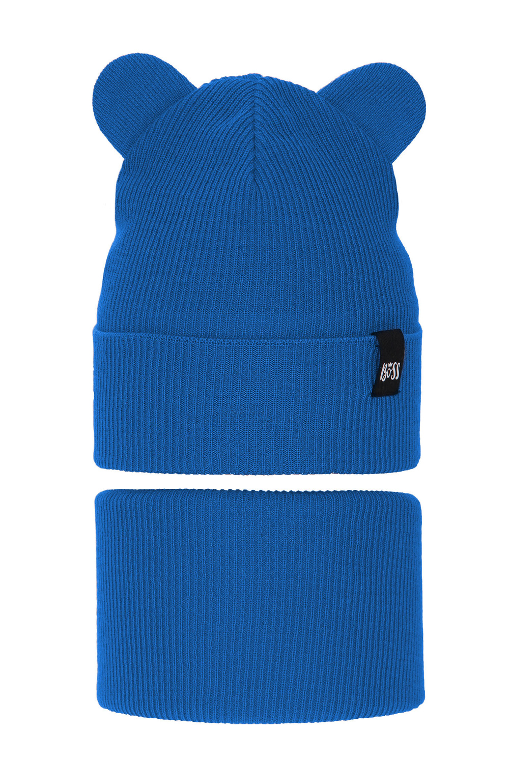 Jongens herfst/lente set muts en buissjaal, met katoen, blauw, Grajan