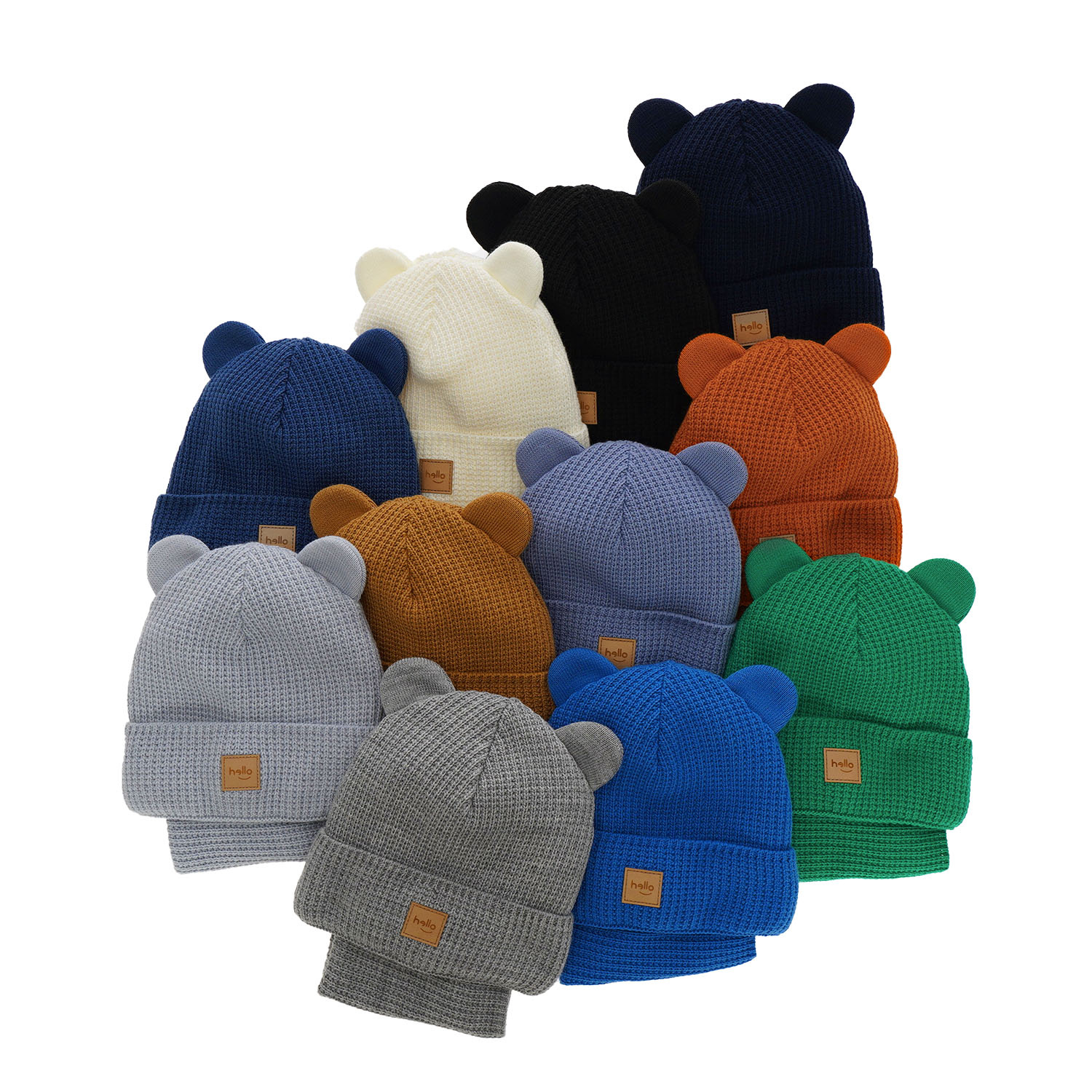 Ensemble d'hiver garçon: bonnet et snood, orange, avec pompon, Michael