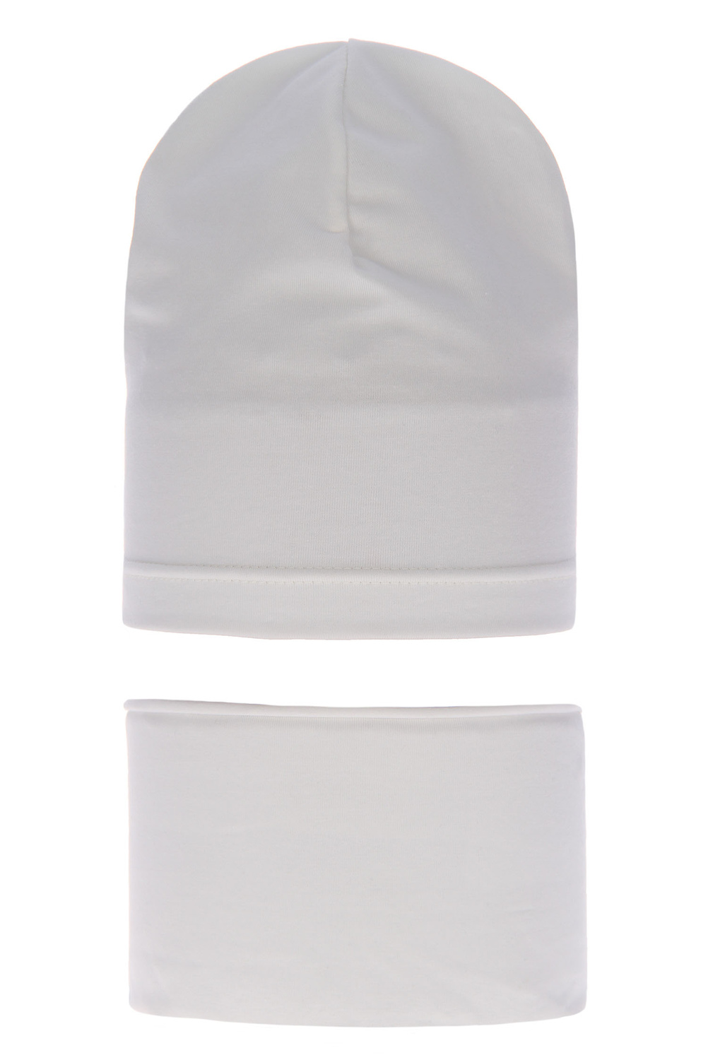 Meisjes herfst/lente set muts en buissjaal, kremowy, katoenen, Hazelka