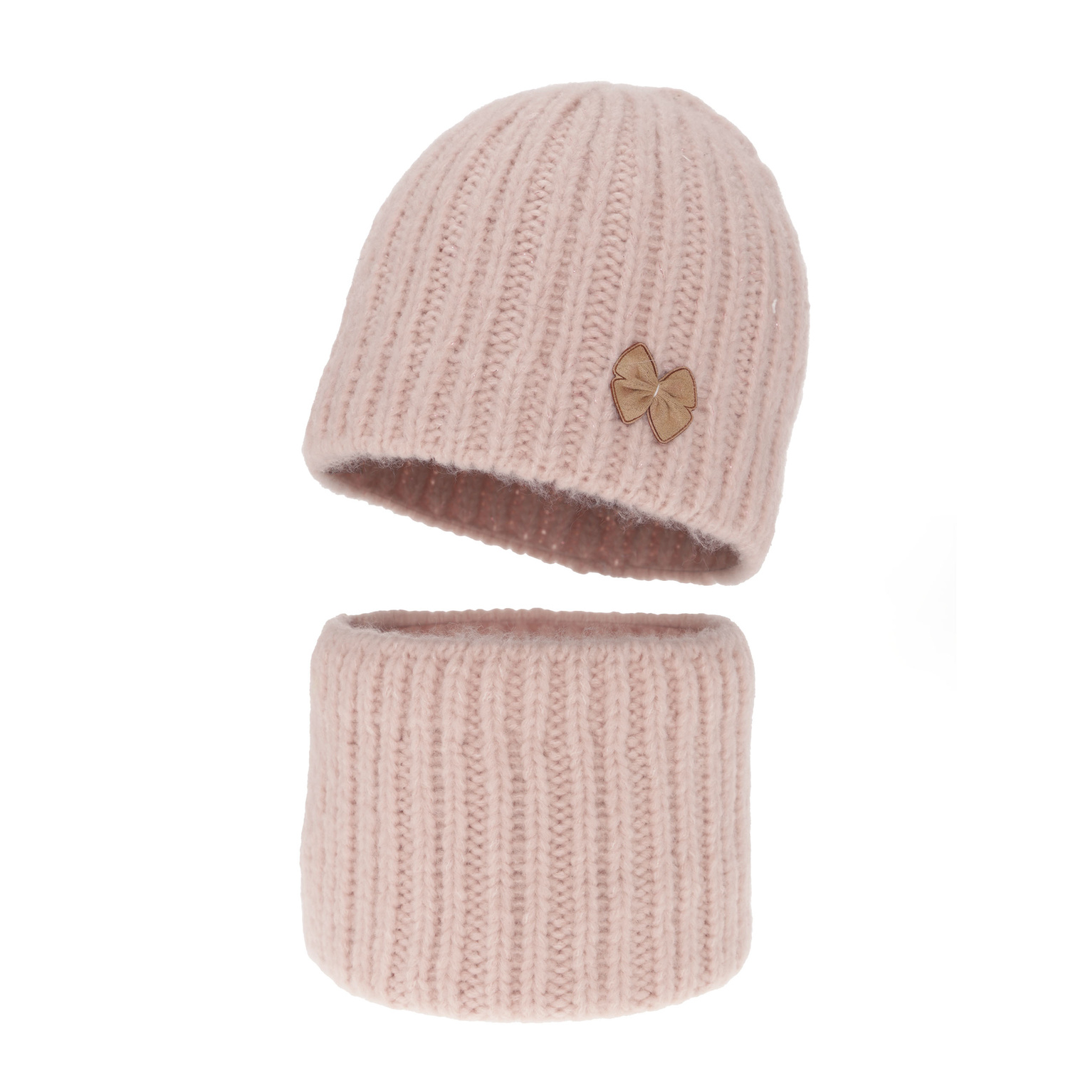 Ensemble d'hiver fille: bonnet et snood, rose clair, Ingrid