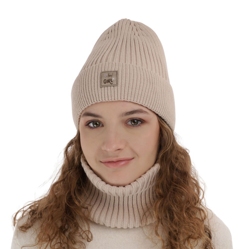 Ensemble d'hiver fille: bonnet et snood, beige, Georgina
