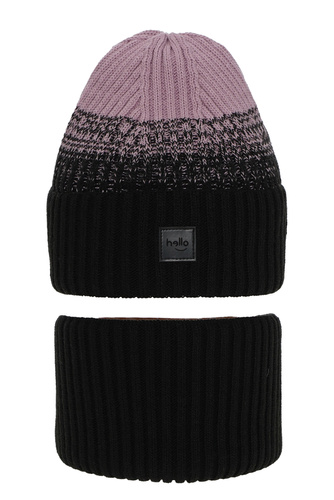 Meisjes winter set muts en sjaal, zwart, Tasha