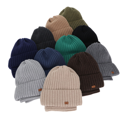 Jongens winter set (muts en buissjaal), bruin, 100% Merino Wol, Umberto