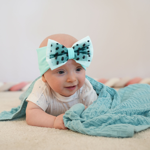Meisjes herfst/lente hoofdband, mint, katoen, met strik, Celinka
