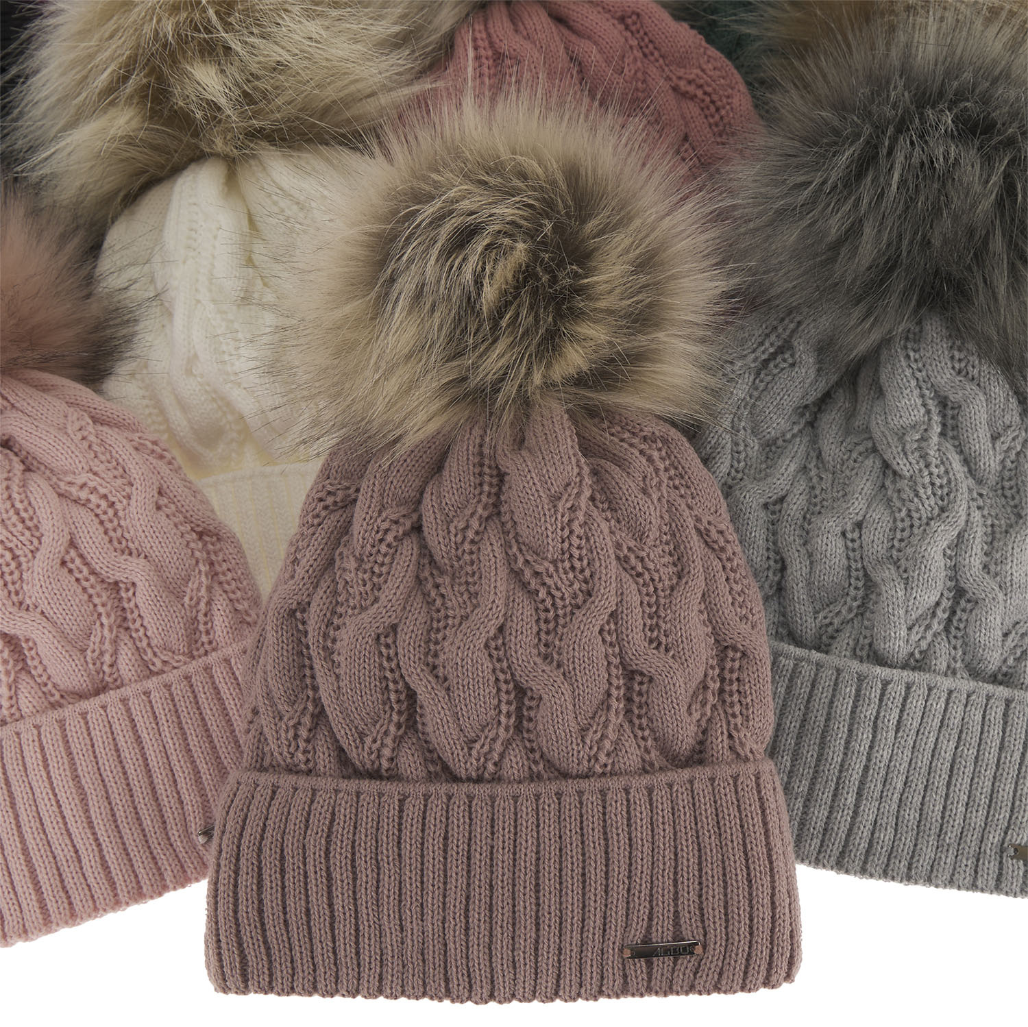 Bonnet d'hiver femme, gris, avec pompon, Deva