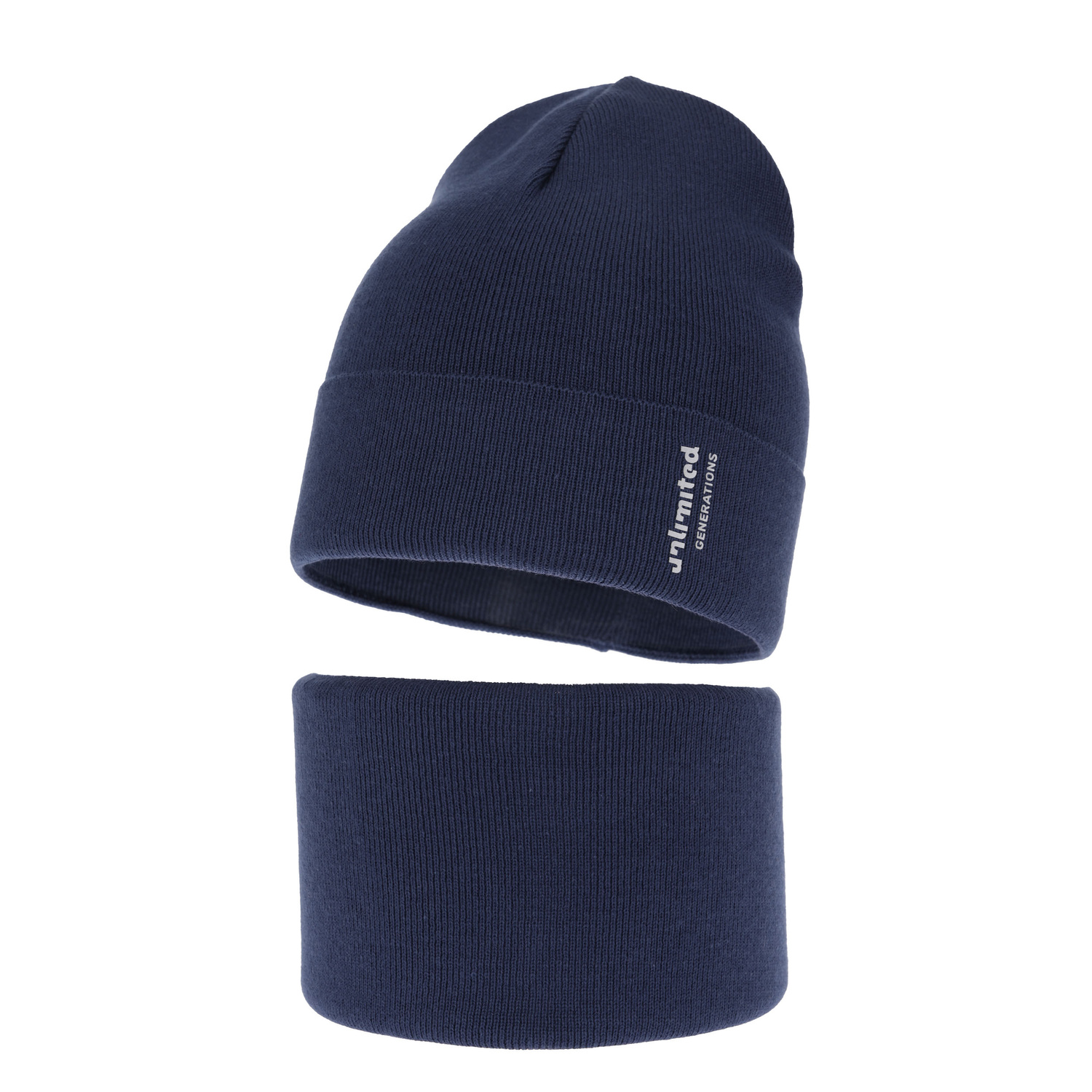 Ensemble automne/printemps garçon: bonnet et snood, met katoen, bleu marine, Timothe