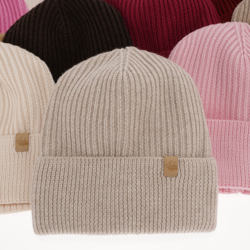 Dames wintermuts, roze, 100% Merino Wol, Isla