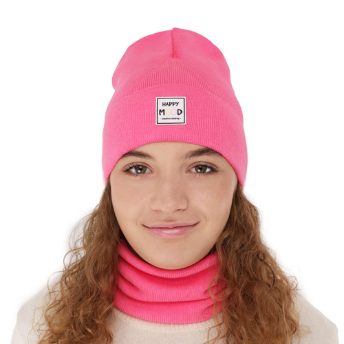 Ensemble automne/printemps fille: bonnet et snood, met katoen, violet, Mersila