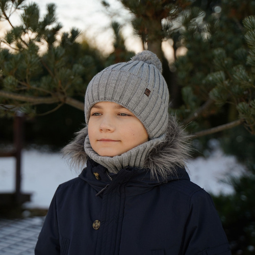 Jongens winter set, khaki, met garen pompon, Wiliam