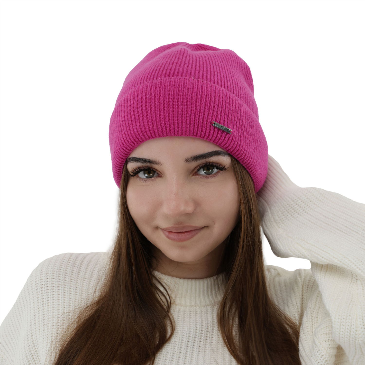 Dames herfst/winter muts, paars, met merinowol en kasjmier, Sindra