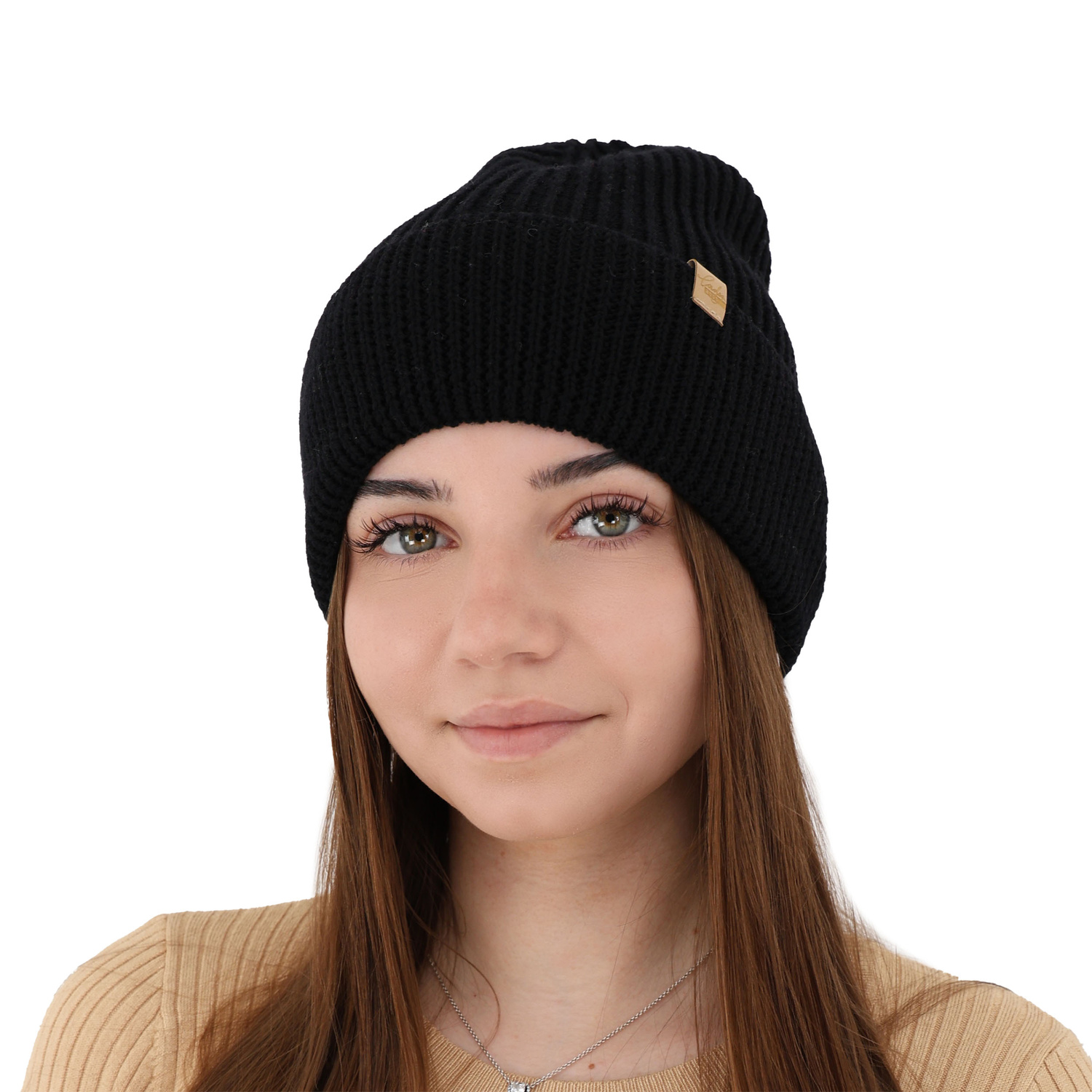 Dames wintermuts, camel, 100% Merino Wol, Isla