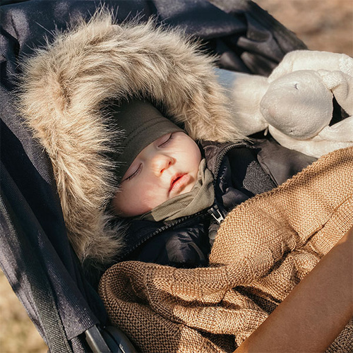 Jongens herfst/lente set muts en buissjaal, khaki, katoenen, Hazel