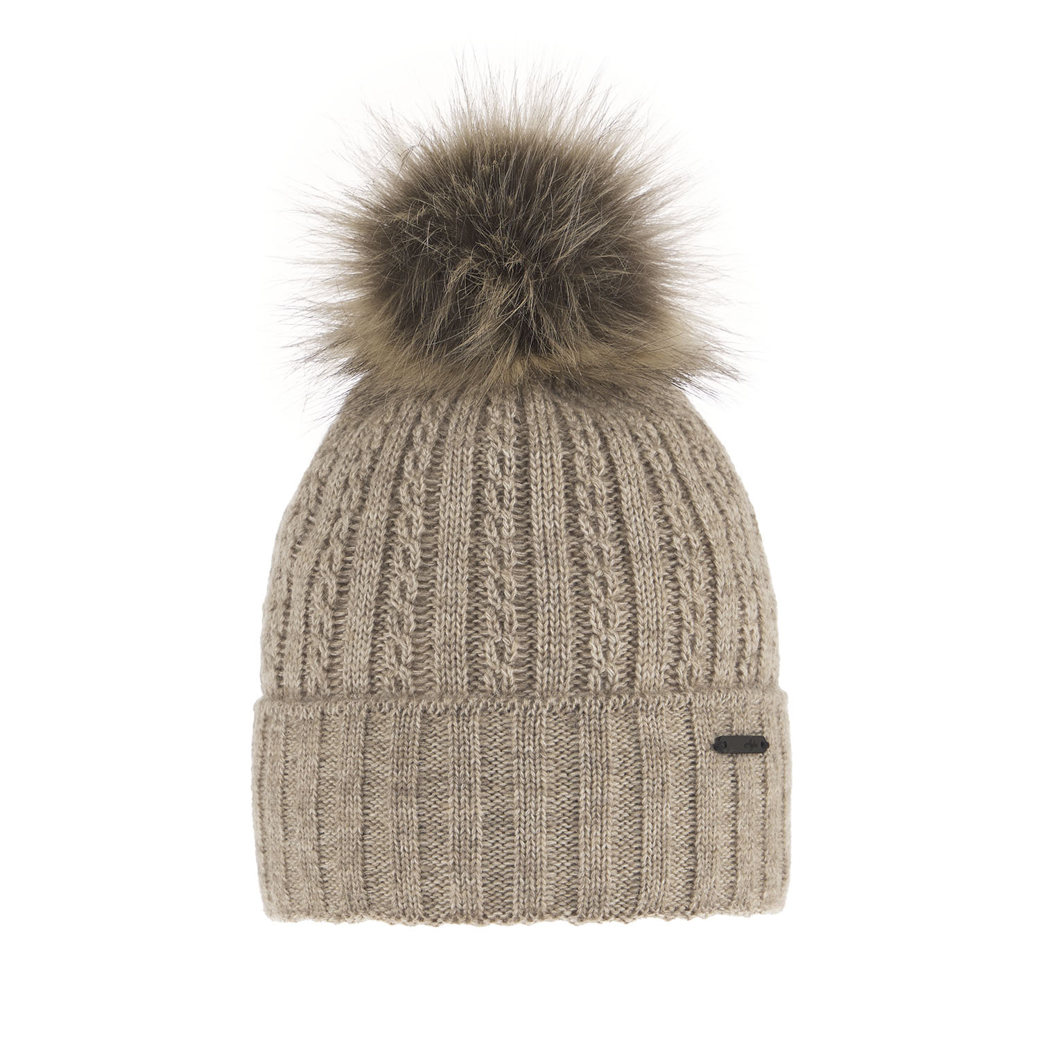 Bonnet d'hiver femme, beige, avec pompon, Karizma