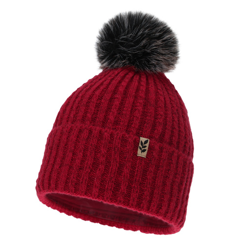 Dames wintermuts, rood, met pompon, Calista