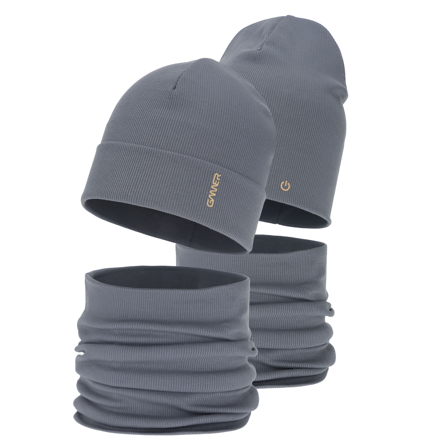 Jongens herfst/lente set (muts en buissjaal), katoenen, grijs, Desider