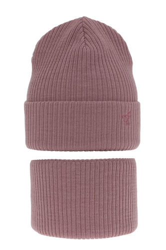 Ensemble d'hiver fille: bonnet et snood, violet, Rosetta