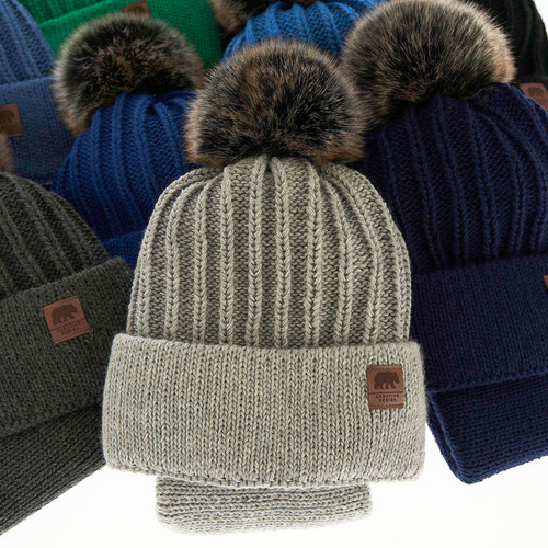 Ensemble d'hiver garçon: bonnet et snood, camel, avec pompon, Havier