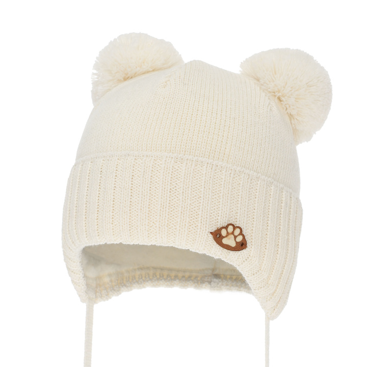 Jongens wintermuts, met bindkoorden, met merinowol, blauw, Rimini