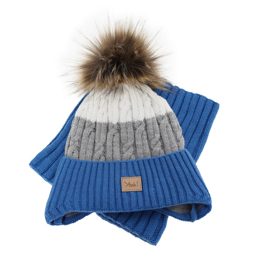 Jongens winter set muts en buissjaal, groen, met garen pompon, Maxwell