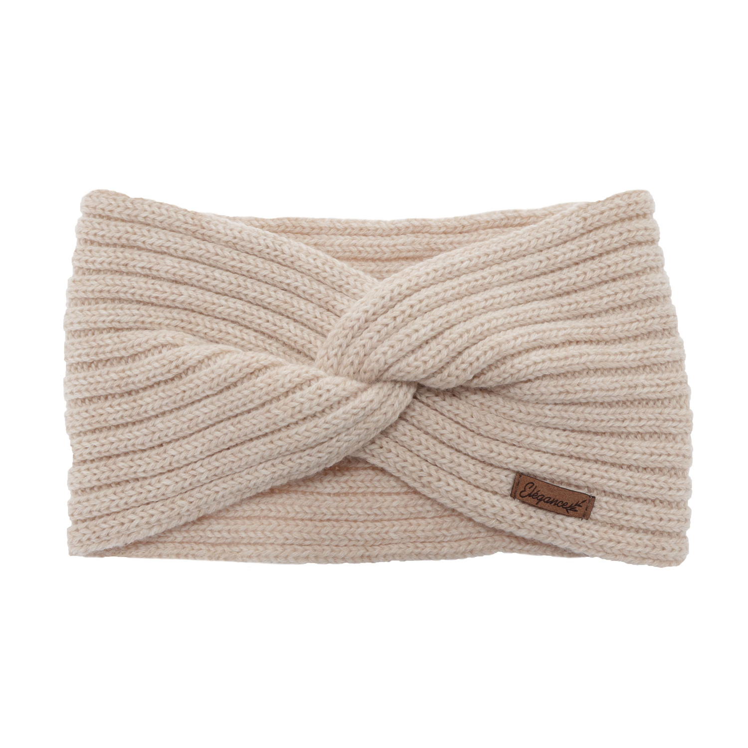 Dames winter hoofdband, lichtbeige, 100% Merino Wol, Veka