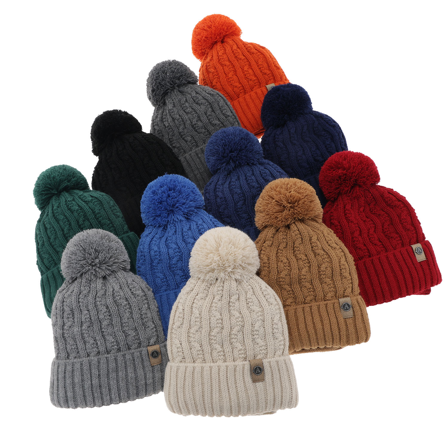 Ensemble d'hiver garçon: bonnet et snood, bleu, avec pompon, Almond