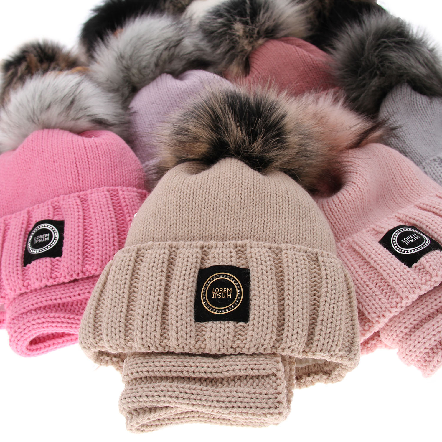 Meisjes winter set, zwart, met garen pompon, Hendi