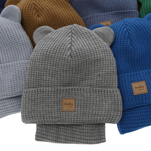 Ensemble d'hiver garçon: bonnet et snood, orange, avec pompon, Michael