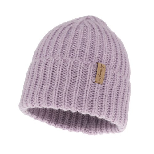 Bonnet d'hiver femme, violet, avec laine mérinos, Caro