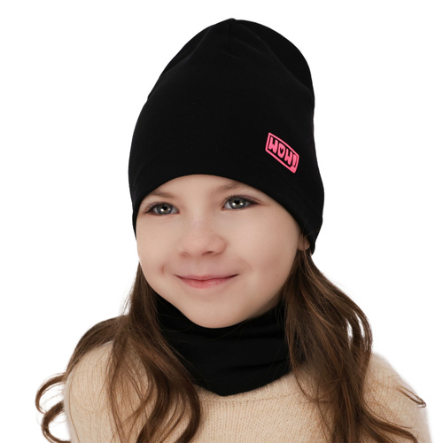 Ensemble automne/printemps fille: bonnet et snood, crème, coton, Friza