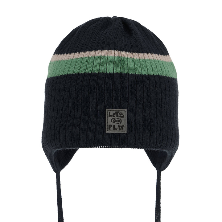 Bonnet automne/printemps garçon, bleu marine, avec liens, Oliver