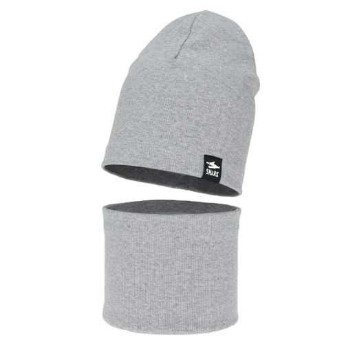 Ensemble automne/printemps garçon: bonnet et snood, gris, Rumel