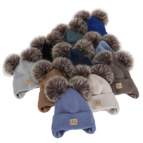 Jongens wintermuts, grijs, 100% Merino Wol, gevoerd met wollen fleece, Tambor