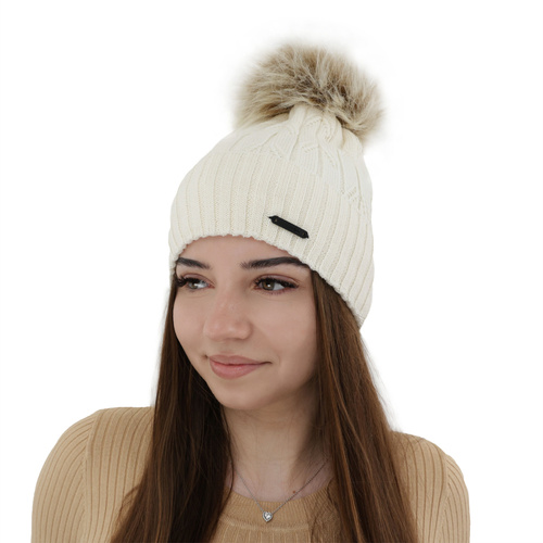 Bonnet d'hiver femme, violet, avec laine mérinos, Talaria