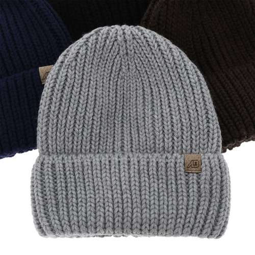 Bonnet d'hiver homme, gris clair, avec laine mérinos, Berno