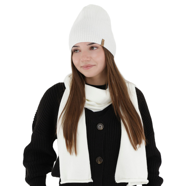 Dames winter set: muts en sjaal, crème, Fena