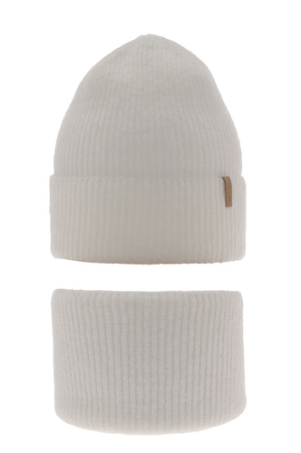 Ensemble d'hiver fille: bonnet et snood, blanc, Edila